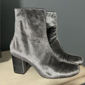 Silver Gray Velvet Free People Heeled Booties